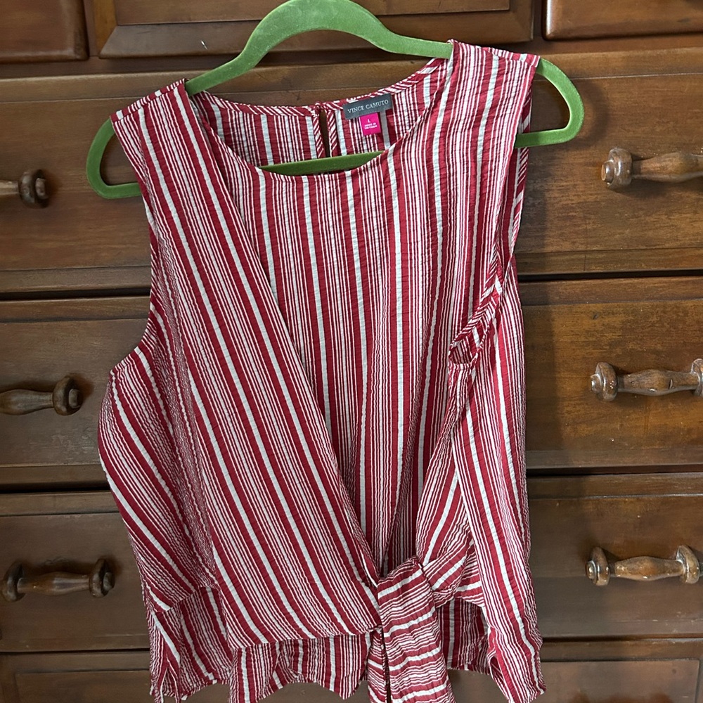 Women’s top- Vince Camuto- size Large - red and white strips - soft